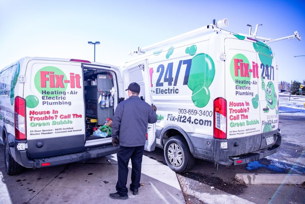 HVAC Company in Highlands Ranch, CO Our HVAC company trucks before a Highlands Ranch customer call